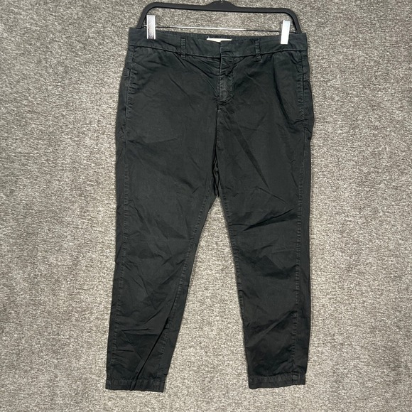 Nili Lotan Women's Black Casual Pants Size 6 Straight Leg Cropped Chino - Picture 1 of 11